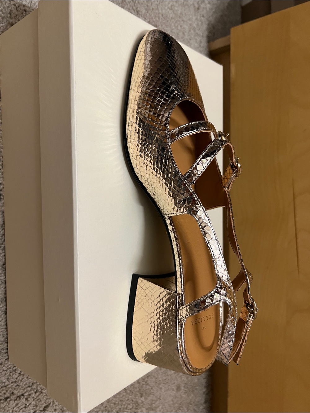 Sezane Paula Babies Embossed Gold - Size US 11 - Picture 6 of 9